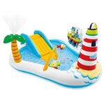 Aire de jeux gonflable - intex - sea paradise - toboggan - jets deau - accessoires marins