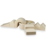 Aire de jeux en mousse avec piscine ronde 90x30 beige + 5 �l�ments + 200 balles : transparent beige or ...