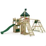Aire de jeux riverrun fatmoose avec balanoire surfswing et toboggan vert