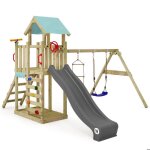Aire de jeux wickey multiflyer light avec balançoire et toboggan anthracite Aire de jeux wickey multiflyer light avec balançoire et toboggan anthracite
