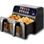 Friteuse sans huile - bazarland30 - double cuve 9l - 2200w - 10 programmes automatiques