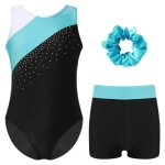 Aislor enfant fille justaucorps gymnastique rythmique sans manches strass tenue