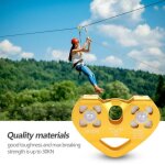 Aizhiyuan30kn double poulie tyrolienne sauvetage ligne cble chariot outdoor matriel descalade (or)