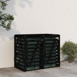 Akozon abri pour poubelle double sur roulettes noir bois massif de pin - 7891450540894
