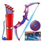 Alex & pam ? arc & fl�ches led spider enfant 3 - 12 ans avec cible & carquois ? jouet h�ro�que lumi�res ...