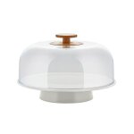 Support design - alessi - bg06 wg - porcelaine - cloche en pmma - bouton en bois de bambou