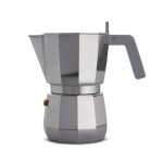 Moka espresso - alessi - 6 tasses - gris - caf moulu - design moderne