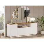 Alessia - bahut 4 portes l. 180 cm décor blanc mat et pin Alessia - bahut 4 portes l. 180 cm décor blanc mat et pin
