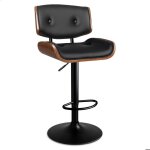 Alfordson 1x tabouret de bar odette tabouret de cuisine pivotant en bois tabouret en cuir noir