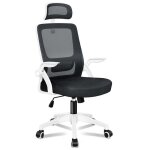 Alfordson chaise de bureau ergonomique en maille blanche avec appui - tte pour le travail blanc et noir ...