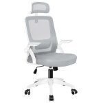 Alfordson chaise de bureau ergonomique en maille blanche et grise avec appui - tête pour le travail Alfordson chaise de bureau ergonomique en maille blanche et grise avec appui - tête pour le travail