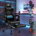 Alfordson chaise de gaming siège de massage pour bureau en cuir simili pu noir Alfordson chaise de gaming siège de massage pour bureau en cuir simili pu noir
