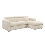 Alix - canap dangle convertible en velours ctel pais beige - angle droit