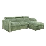 Alix - canap dangle convertible en velours ctel pais vert clair - angle droit