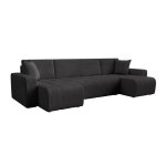 Alicia - canap� panoramique convertible avec coffre en velours c�tel� gris fonc�