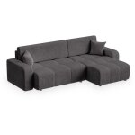 Alicia mini - canap dangle convertible et rversible avec coffre en velours ctel gris fonc