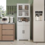 Alightup - buffet meuble de rangement 4 portes + 2 tiroirs + 1 compartiment de rangement meuble de salle ...