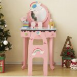 Alightup - ensemble de coiffeuse et de chaises pour enfants avec 7 jouets de maquillage pour faire semblant ...