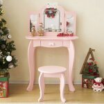 Alightup - ensemble de coiffeuse et de chaise pour enfants lumires led 3 couleurs motif darc - rose