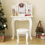 Alightup - ensemble de coiffeuse et de chaise pour enfants table de maquillage pour tout - petits blanc ...