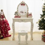 Alightup - ensemble coiffeuse pour enfants motif licorne mignon avec miroir tiroir et tabouret - blanc ...