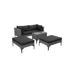 Alightup - salon de jardin en r�sine tress�e 4 places modulables fauteuils lounge 2 places avec table ...