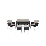 Alightup - salon de jardin en rsine tresse de 7 places avec table basse canap 3 places + 2 canaps ...