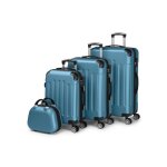 Alightup - set de 4 valise trolley portable 4 en 1 en abs - 3 valises + 1 vanity - bleu Alightup - set de 4 valise trolley portable 4 en 1 en abs - 3 valises + 1 vanity - bleu