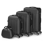 Alightup - set de 4 valise trolley portable 4 en 1 en abs - 3 valises + 1 vanity - noir Alightup - set de 4 valise trolley portable 4 en 1 en abs - 3 valises + 1 vanity - noir