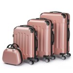Alightup - set de 4 valise trolley portable 4 en 1 en abs - 3 valises + 1 vanity - or rose