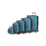 Alightup - set de 5 valise trolley portable 5 en 1 en abs - 4 valises + 1 vanity - bleu
