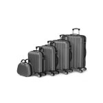 Alightup - set de 5 valise trolley portable 5 en 1 en abs - 4 valises + 1 vanity - gris fonc�