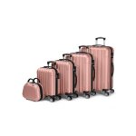 Alightup - set de 5 valise trolley portable 5 en 1 en abs - 4 valises + 1 vanity - or rose