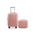 Alightup - set de valises lot de 2 valises valise + vanity abs + pc 14in + 20in 20in extensible - rose ... Alightup - set de valises lot de 2 valises valise + vanity abs + pc 14in + 20in 20in extensible - rose ...