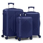 Alightup - set de valises - lot de 3 valises � roulettes - rayures en diamant - bleu fonc�