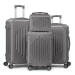 Alightup - set de valises - lot de 4 valises  roulettes - 3 valises + 1 vanity - gris fonc