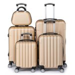 Alightup - set valise 5 pi�ces abs valise + vanity lot de valise champagne or