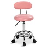 Alightup - tabouret de massage tabouret  roulettes pivotant rglable en hauteur rond avec dossier rose ...