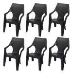 Allibert lot de 6 fauteuils graphite dante