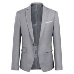 Allthemen blazer homme un bouton veste costume casual pour mariage gris clair Allthemen blazer homme un bouton veste costume casual pour mariage gris clair