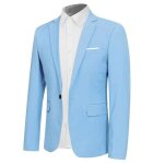 Allthemen blazer homme formal slim fit un bouton veste costume casual pour mariage bleu ciel