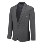 Allthemen blazer homme formal slim fit un bouton veste costume casual pour mariage gris fonc