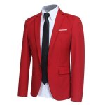 Allthemen blazer homme formal slim fit un bouton veste costume casual pour mariage rouge