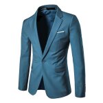 Allthemen blazer homme formel un bouton veston de costume mariage bleu marine