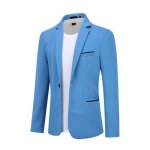 Allthemen blazer homme slim fit un bouton veston casual el�gant formel pour mariage business soir�e bleu ...