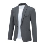 Allthemen blazer homme slim fit un bouton veston casual el�gant formel pour mariage business soir�e gris ...