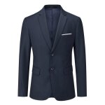 Allthemen blazer homme slim fit classique deux boutons couleur unie pour mariage bleu marine