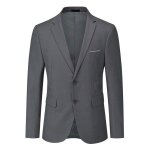 Allthemen blazer homme slim fit classique deux boutons couleur unie pour mariage gris fonc�