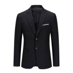 Allthemen blazer homme slim fit classique deux boutons couleur unie pour mariage noir