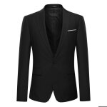 Allthemen blazer homme slim fit formel un bouton - veston de costume mariage noir